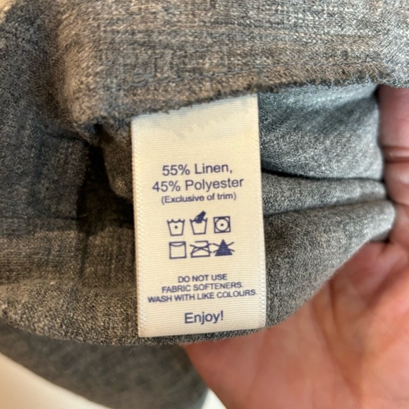 TILLEY Sx 16 Linen Blend Suit Tao Style Neck Pockets Straight Leg Trousers - Picture 5 of 13